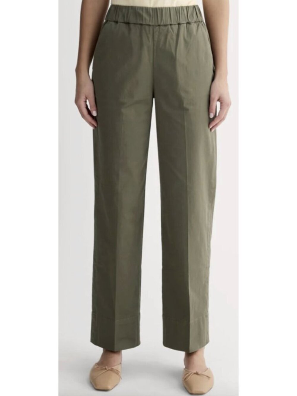 EVERLANE The Easy Pant in Kalamata Green US 12 Minimalist Utility Cotton Neutral
